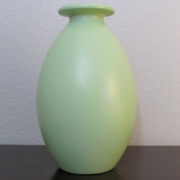 Large Sage Green Glass Vase with Painted Finish - Picture 4 of 5